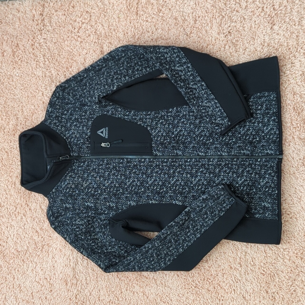 Reebok Grey & Black Zipper Thickโ Pullover S